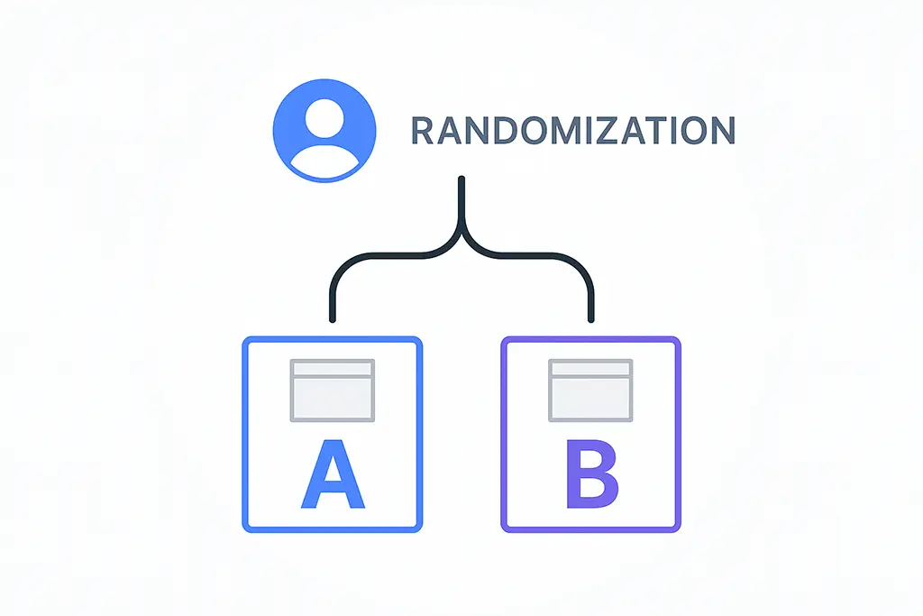 Flow diagram showing how A/B testing tools assign users to variants.